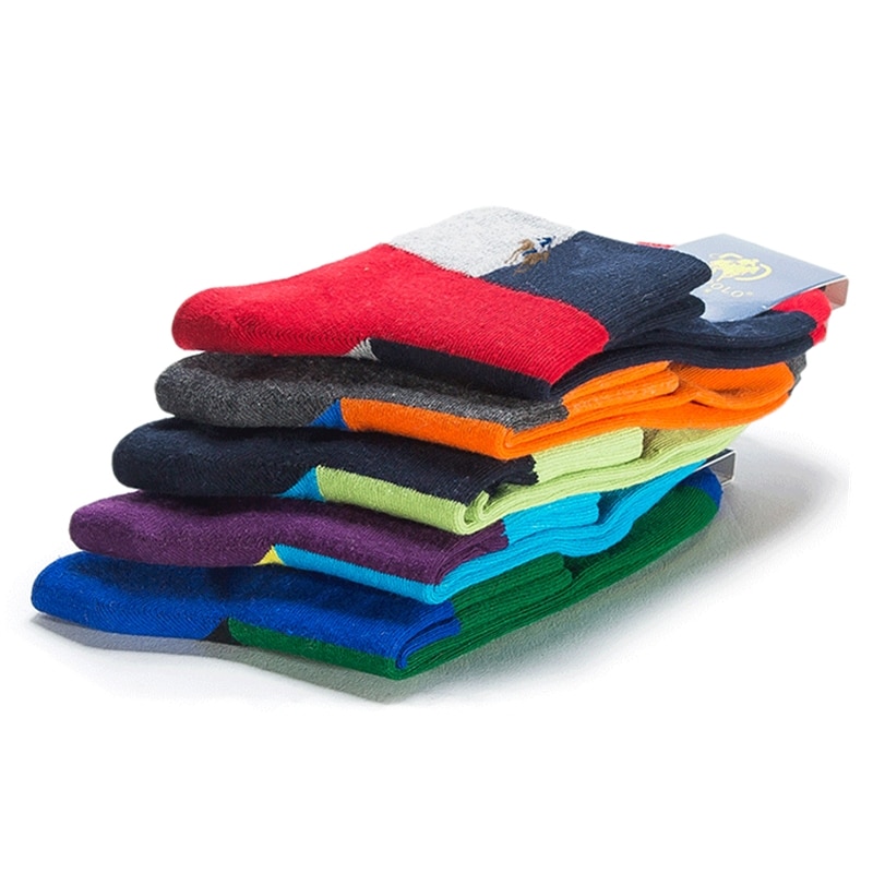 Men's Colorblock Socks 5 Pairs Set