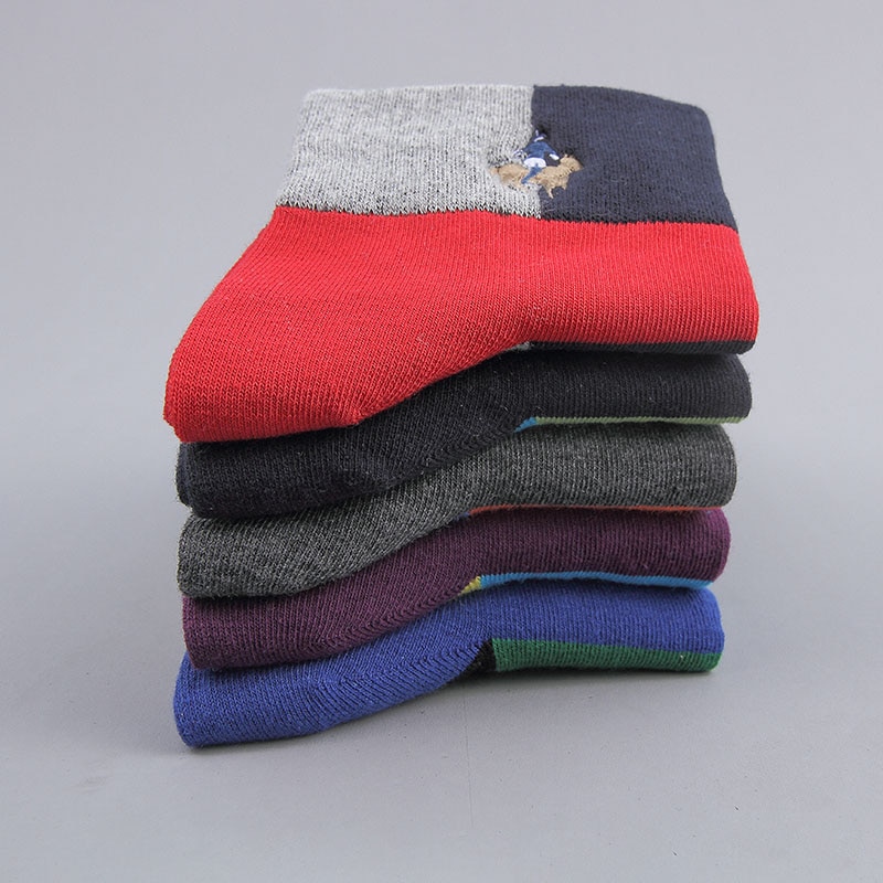 Men's Colorblock Socks 5 Pairs Set