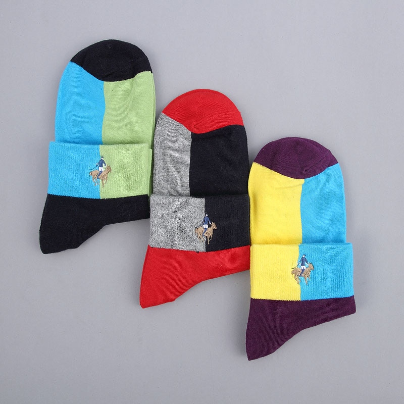 Men's Colorblock Socks 5 Pairs Set