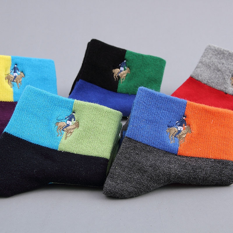 Men's Colorblock Socks 5 Pairs Set