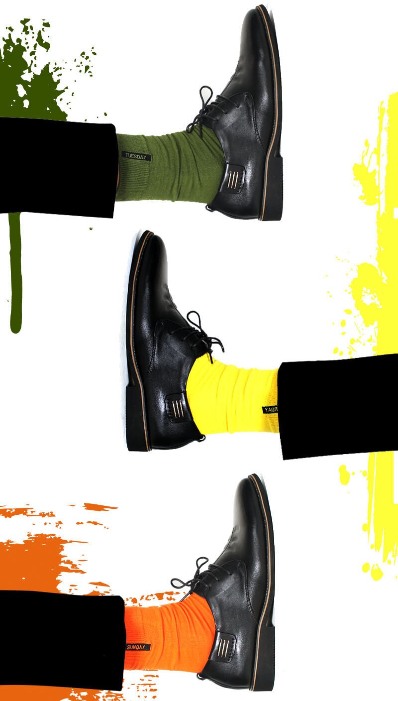 Colorful Cotton Socks for Men 7 Pairs Set