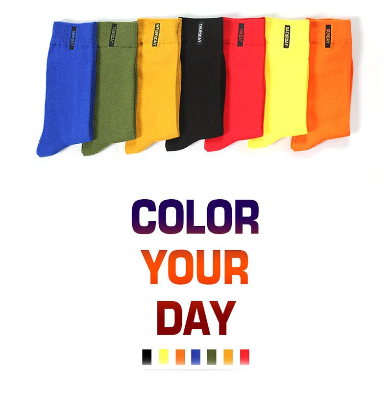 Colorful Cotton Socks for Men 7 Pairs Set