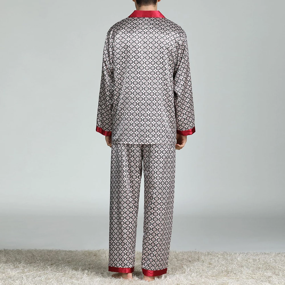 Men's Silk Pajama Sets with Pattern