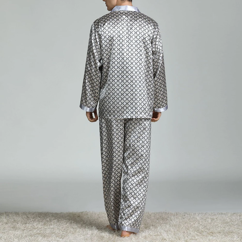 Men's Silk Pajama Sets with Pattern