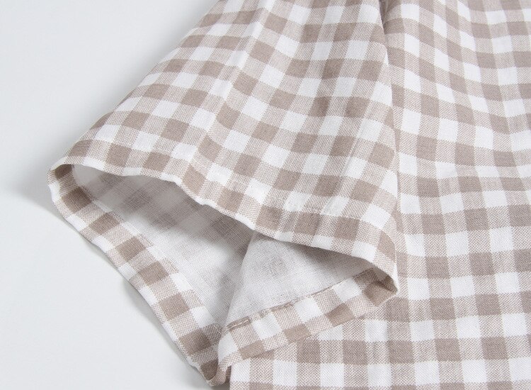 Men's Short Sleeved Summer Plaid Cotton Pajama Set