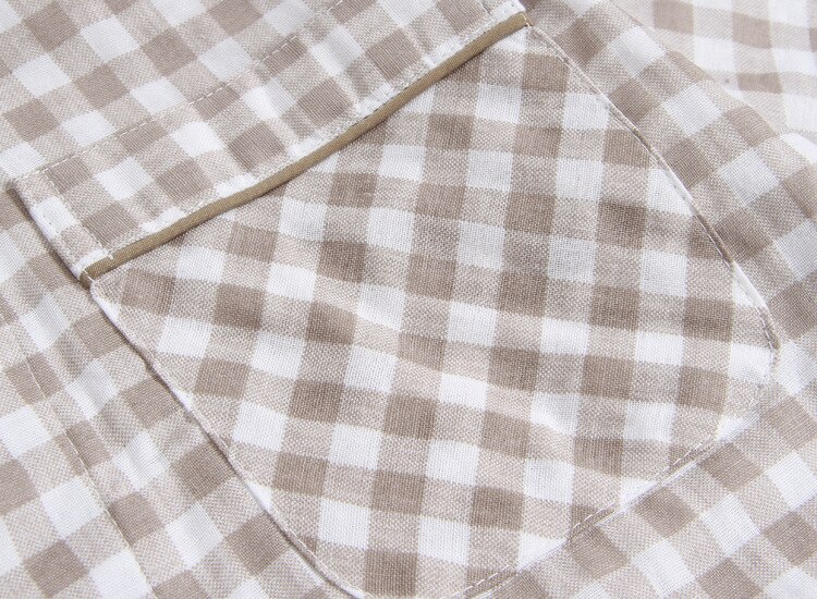 Men's Short Sleeved Summer Plaid Cotton Pajama Set