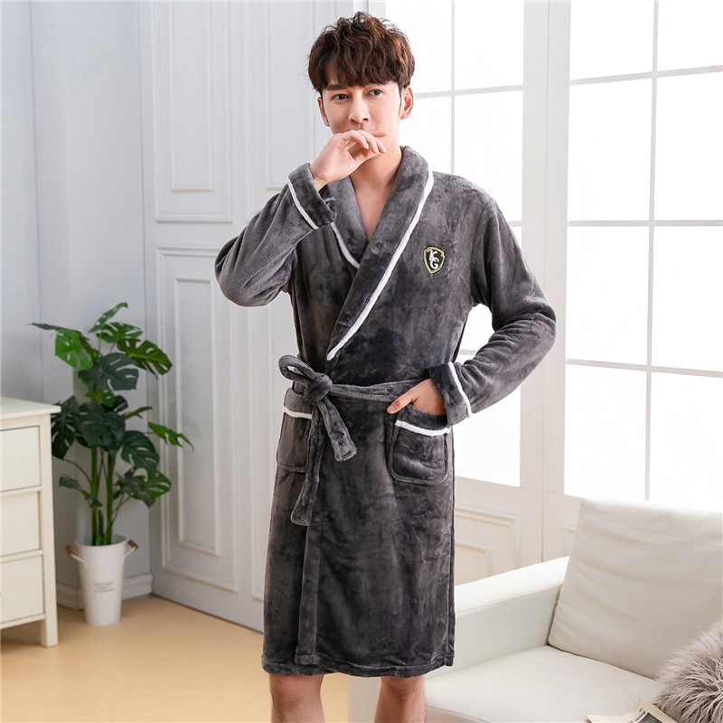 Men's Warm Flannel Bathrobe