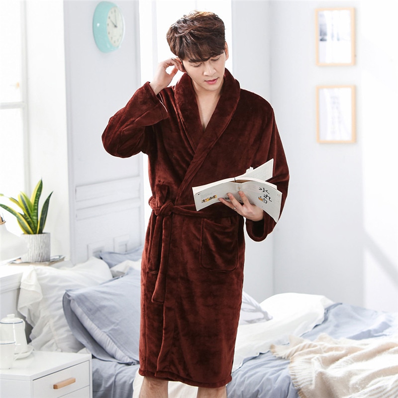 Men's Warm Flannel Bathrobe