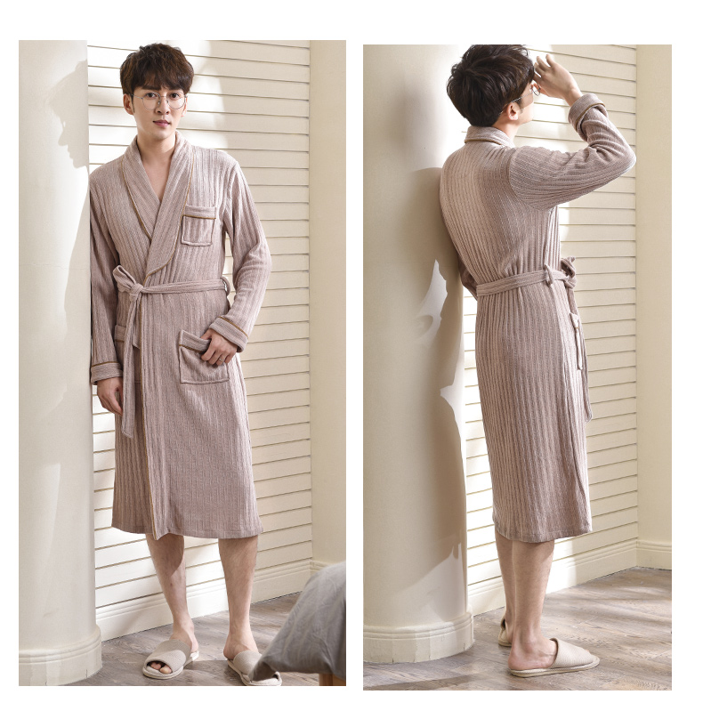 Men's Apricot Coral Velvet Robe with Belt