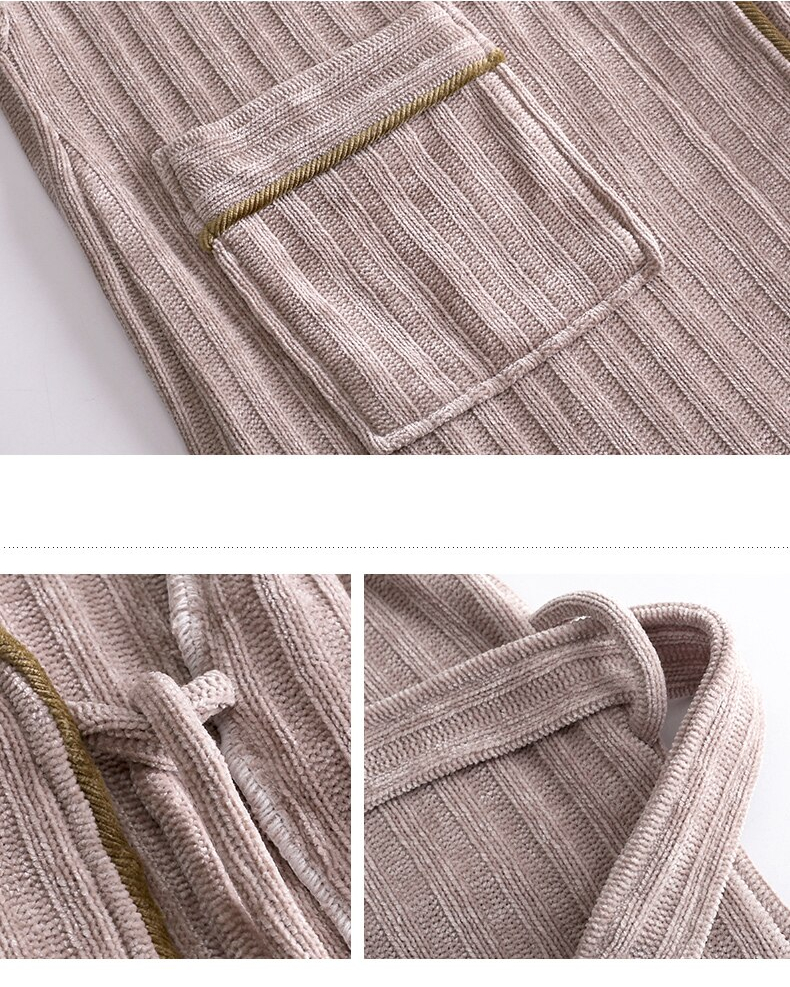 Men's Apricot Coral Velvet Robe with Belt