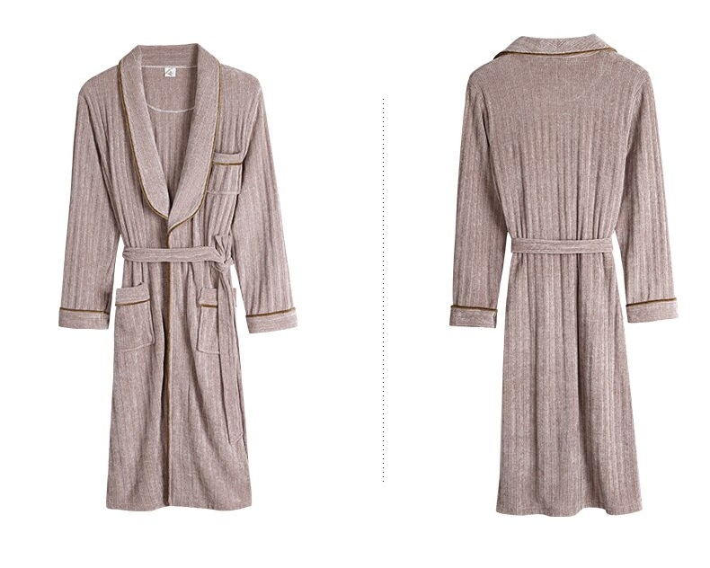 Men's Apricot Coral Velvet Robe with Belt