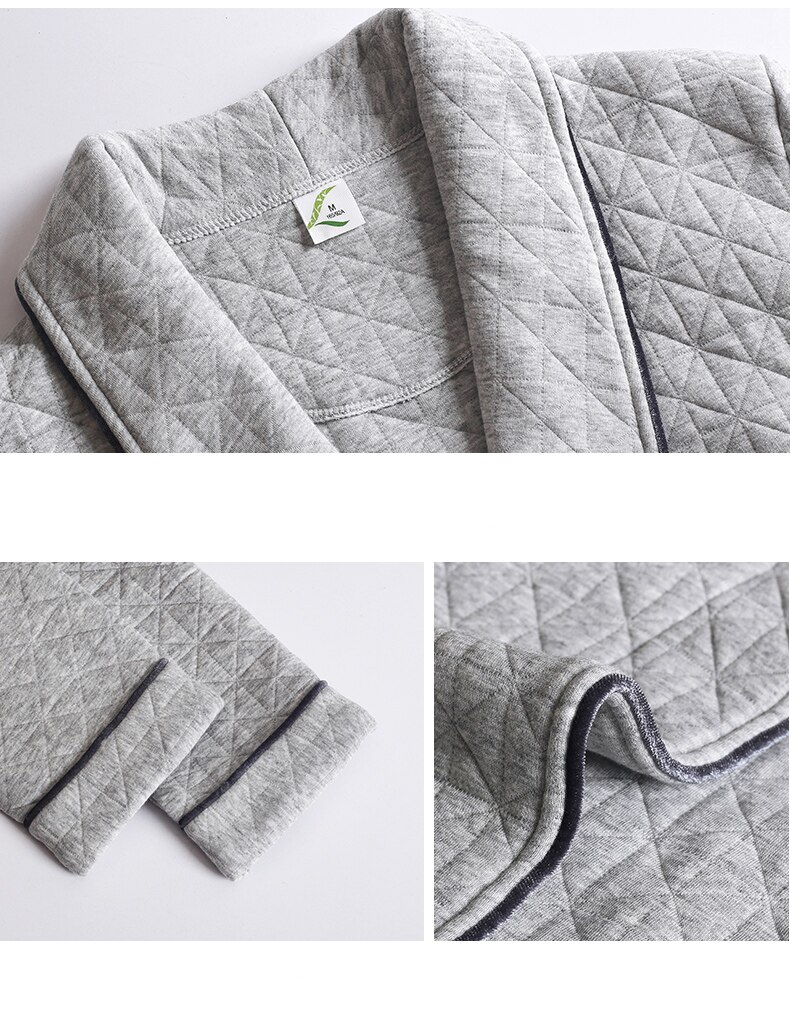 Long Sleeved Air Cotton Bathrobe for Men