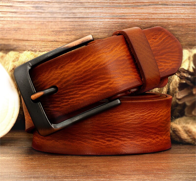 Men's Leather Belt with Buckle