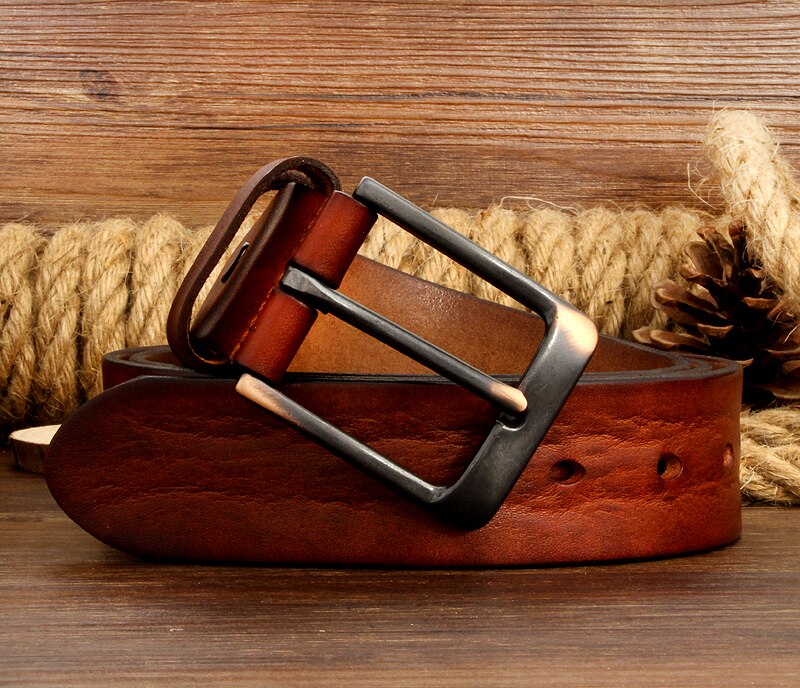 Men's Leather Belt with Buckle