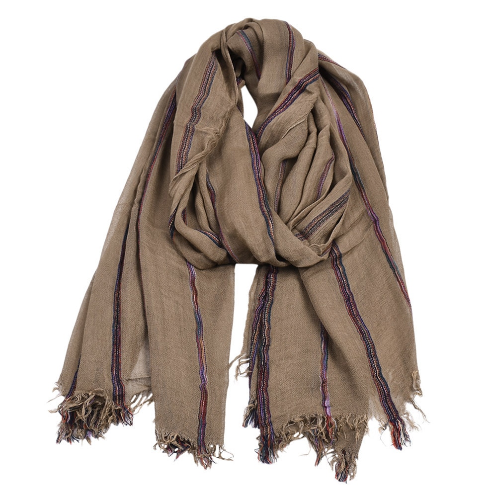 Men's Cotton and Linen Striped Scarf
