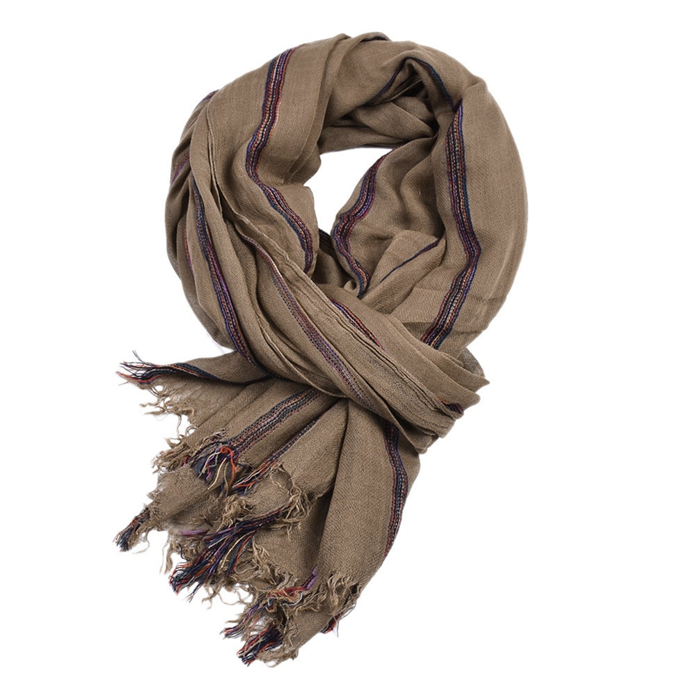 Men's Cotton and Linen Striped Scarf