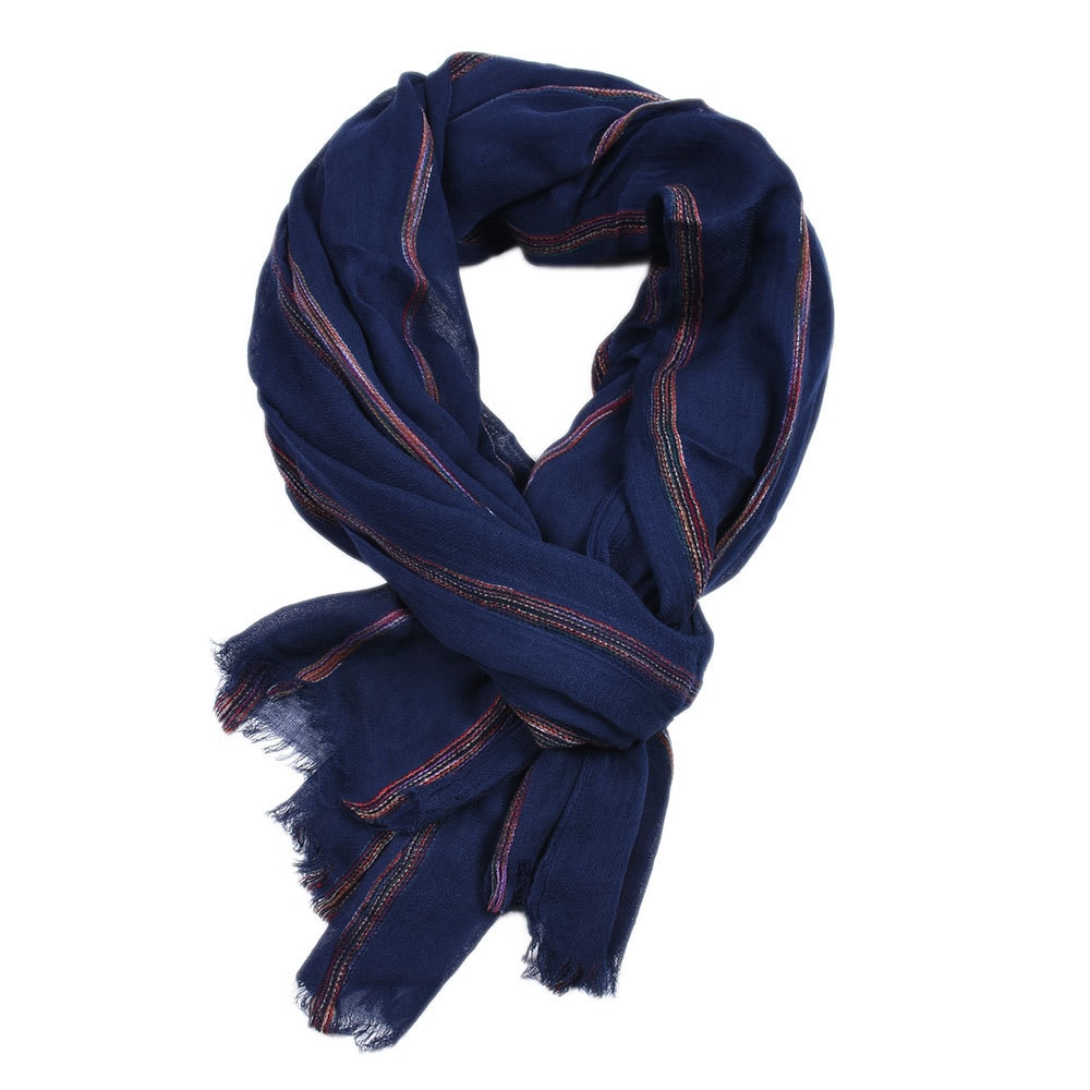Men's Cotton and Linen Striped Scarf