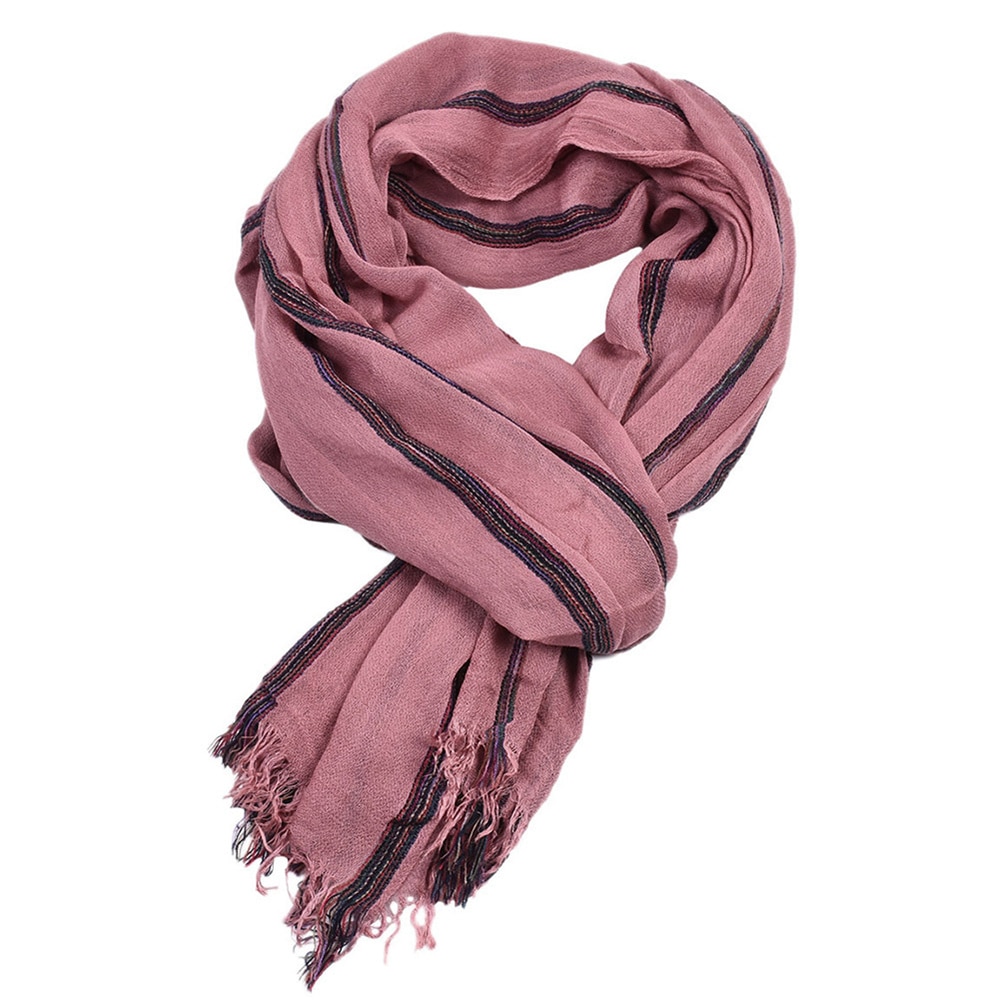 Men's Cotton and Linen Striped Scarf