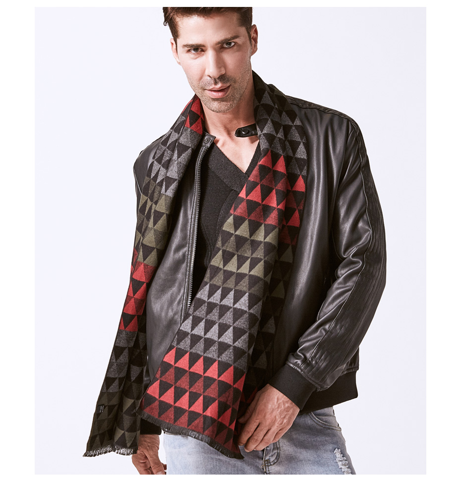 Stylish Men's Geometric Patterned Woolen Scarf