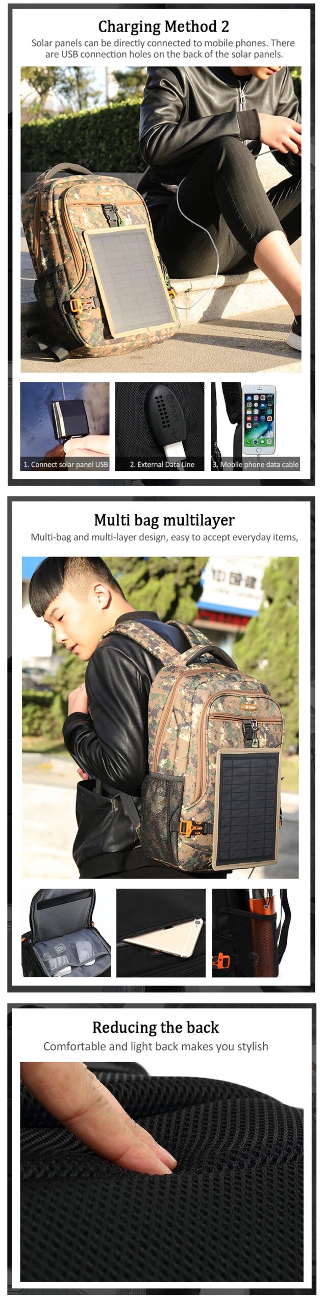Detachable Solar Panel Backpack