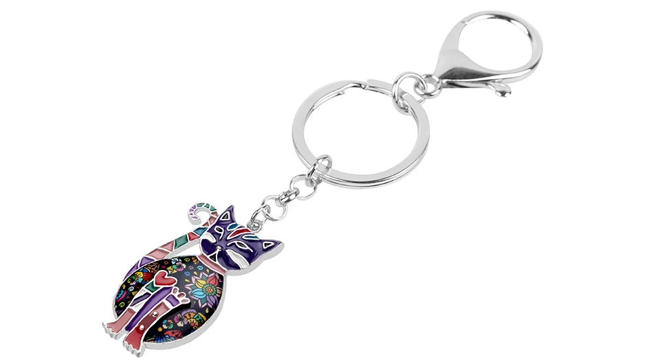 Colorful Enamel Cat Key Ring