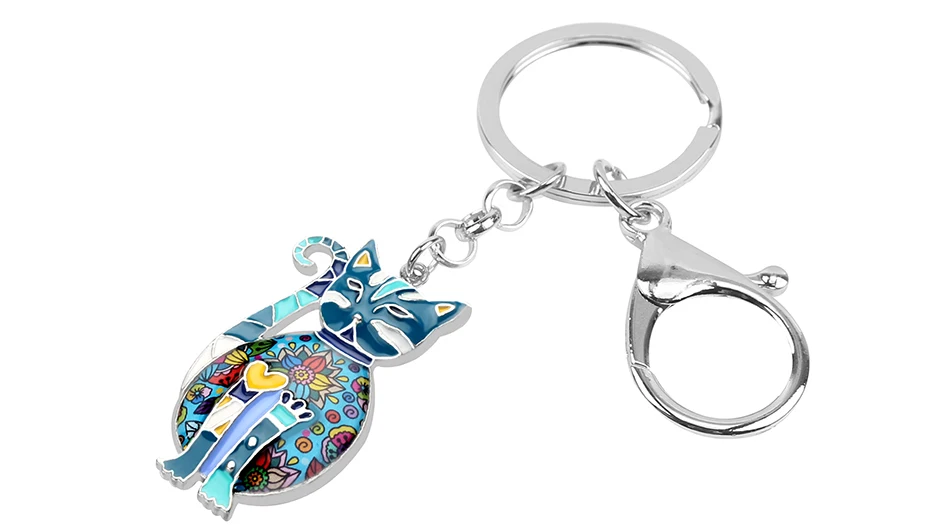 Colorful Enamel Cat Key Ring