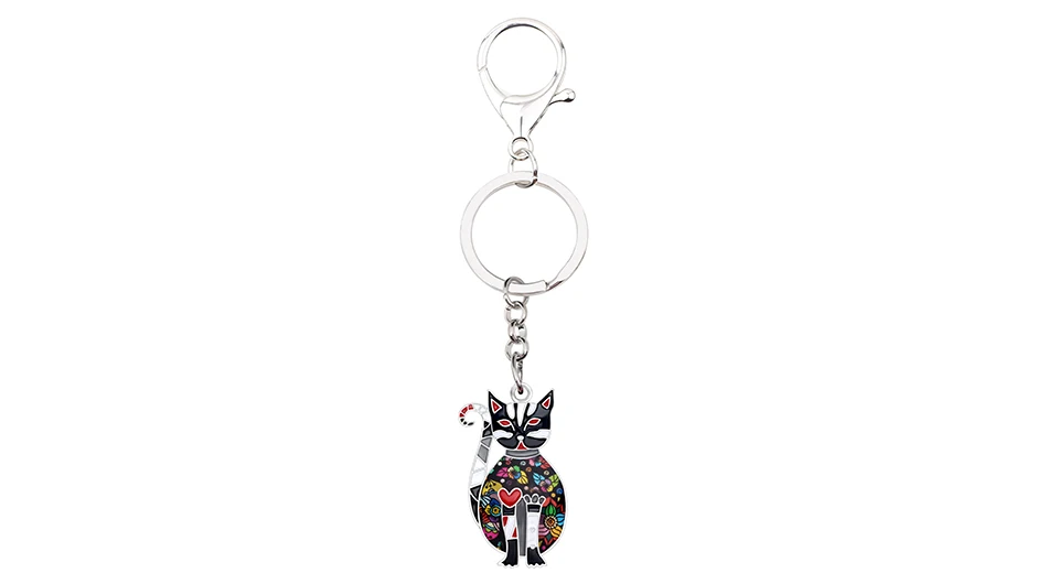 Colorful Enamel Cat Key Ring
