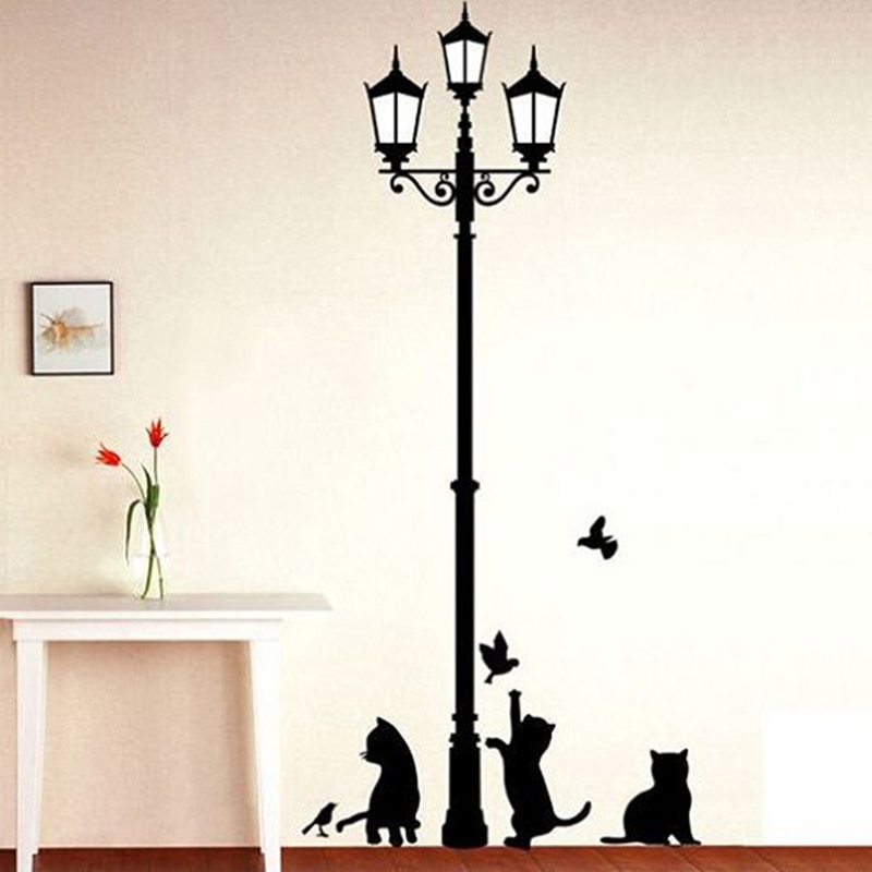 Lamp and Cats Shaped Wall Sticker