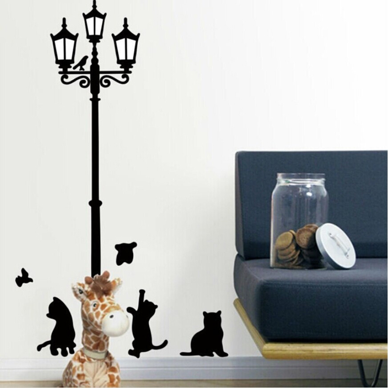 Lamp and Cats Shaped Wall Sticker