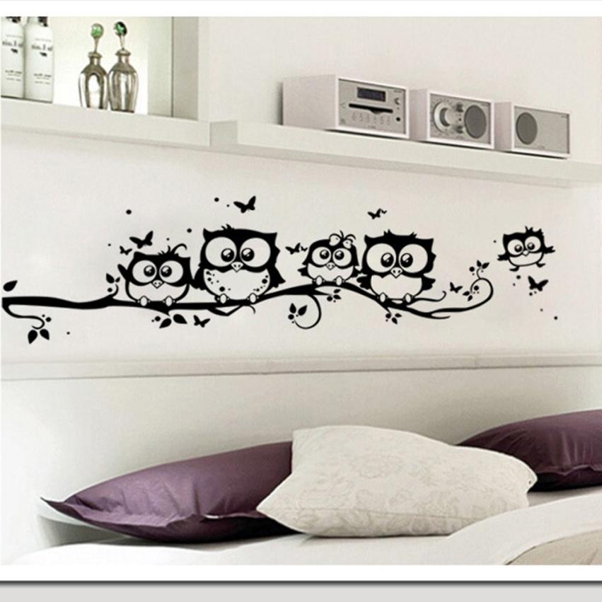 Vinyl Stickers With Cute Owls On The Tree For Wall