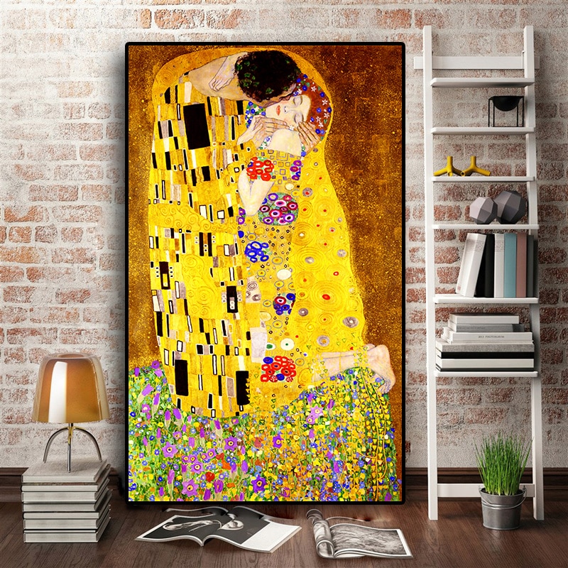 Gustav Klimt Kiss Canvas Poster