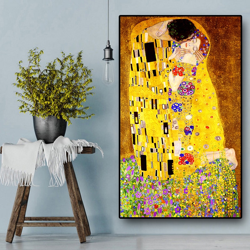 Gustav Klimt Kiss Canvas Poster