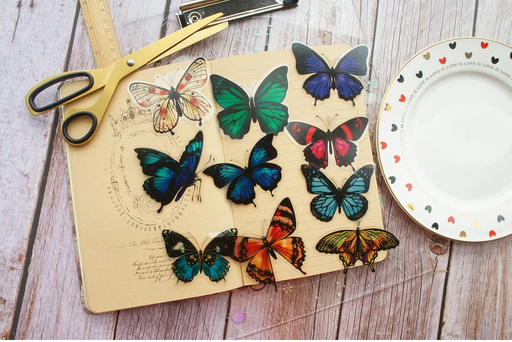 Tropical Rainforest Butterfly PVC Stickers 28 pcs Set