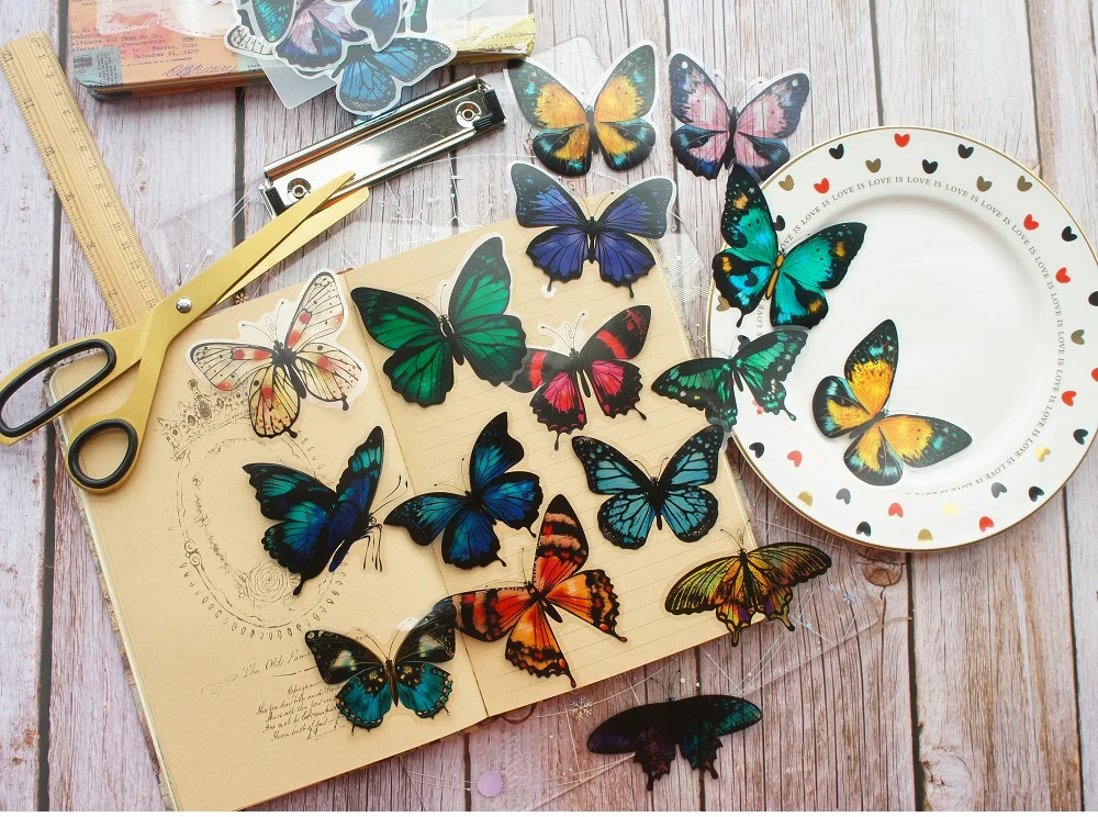 Tropical Rainforest Butterfly PVC Stickers 28 pcs Set