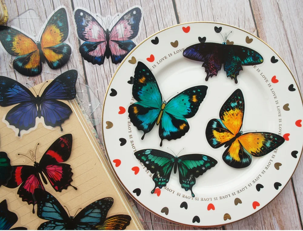 Tropical Rainforest Butterfly PVC Stickers 28 pcs Set