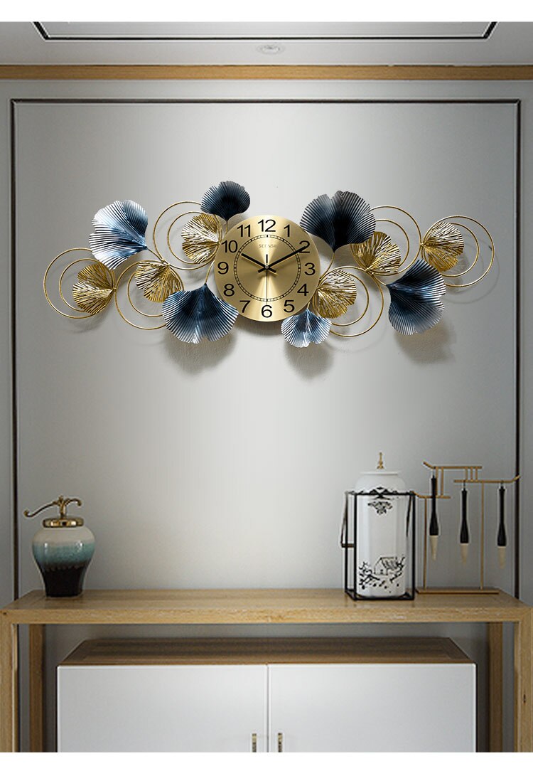 Golden Leaves Wall Clock