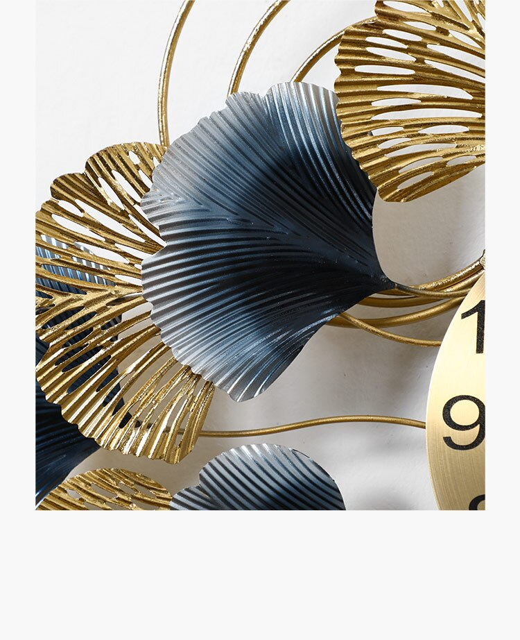 Golden Leaves Wall Clock