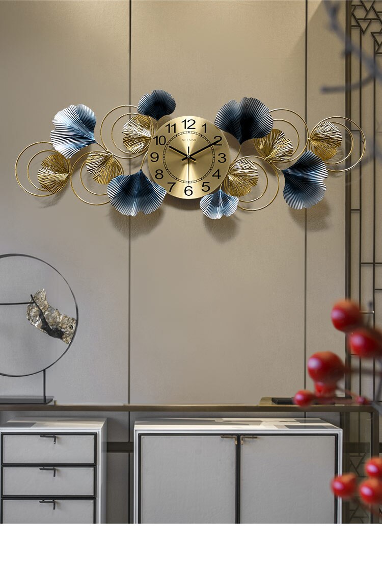 Golden Leaves Wall Clock