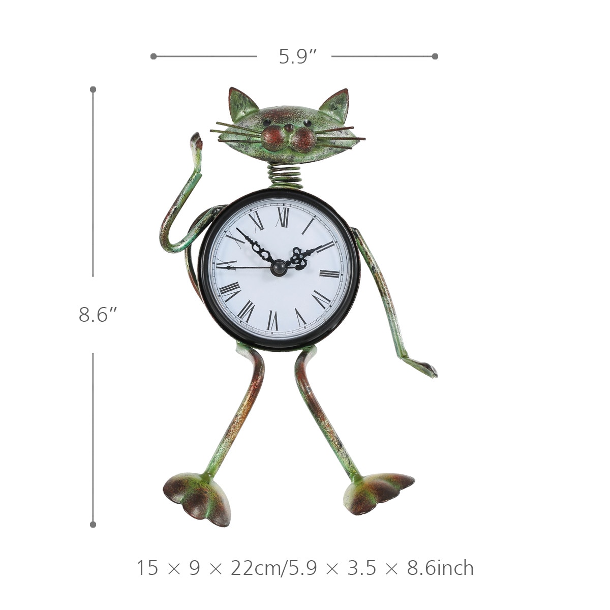 Funny Cat Design Iron Table Clock