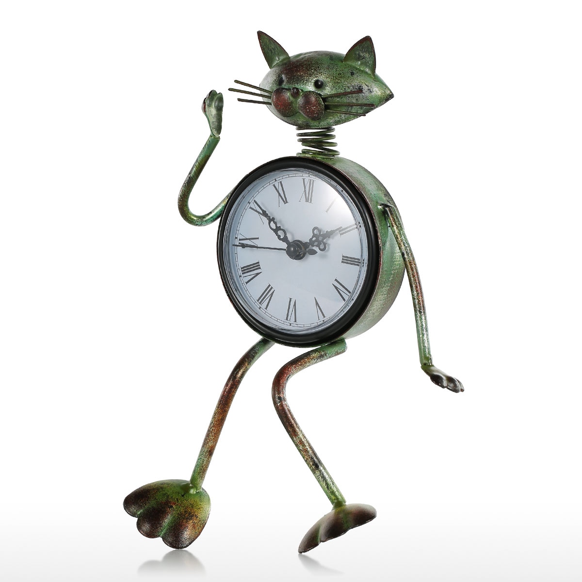 Funny Cat Design Iron Table Clock