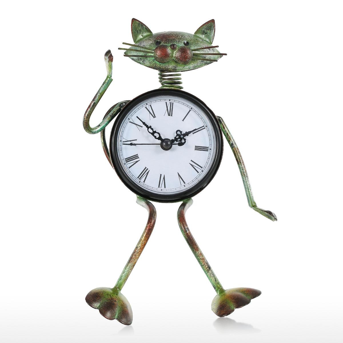 Funny Cat Design Iron Table Clock