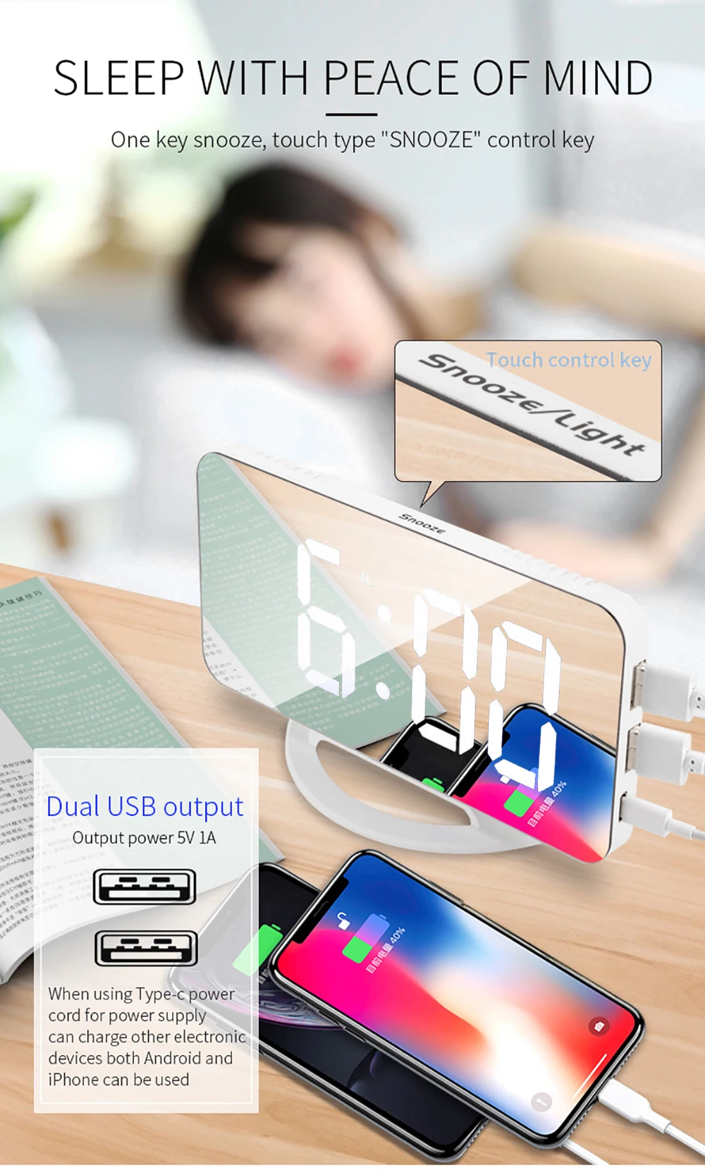 LED Mirror Digital Clock