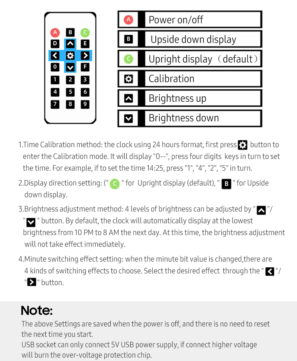 Industrial Adjustable Remote Control Clock