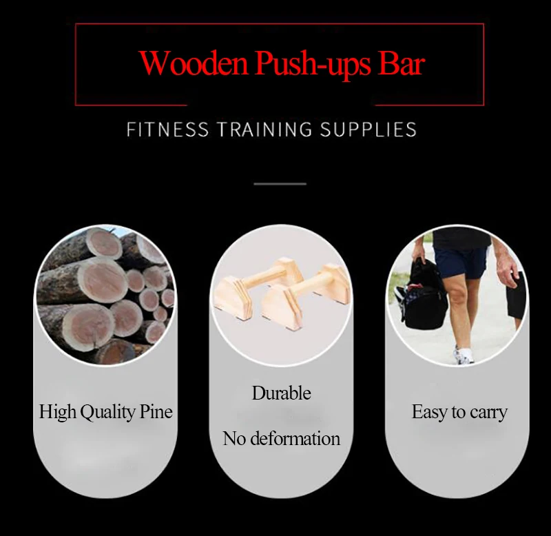 Fitness Wooden Push-Up Stands